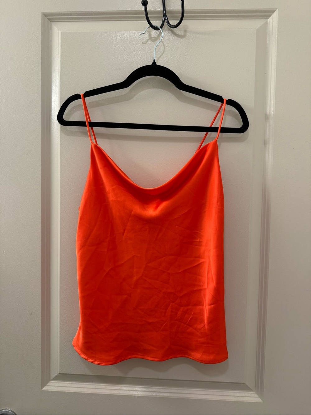 Renee C Orange Satin Cowl Neck Cami